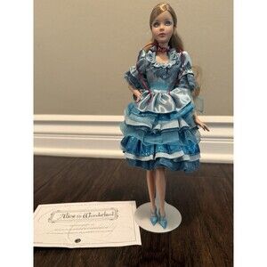 ❌2007 Alice In Wonderland Barbie❌ ❌w/out Cat ❌Cert Of Authenticity❌ FREE STAND❌